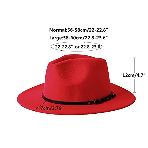 image for Eric Carl Trend Red Black Patchwork Wool Felt Jazz Fedora Hat Casual M