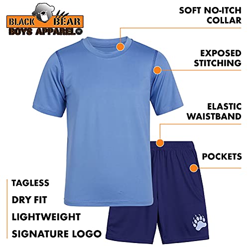 Black Bear Active Boys Short Sets - 2 Piece Performance Crewneck Short Sleeve T-Shirt and Shorts Boys Athletic Sets (8-18)2