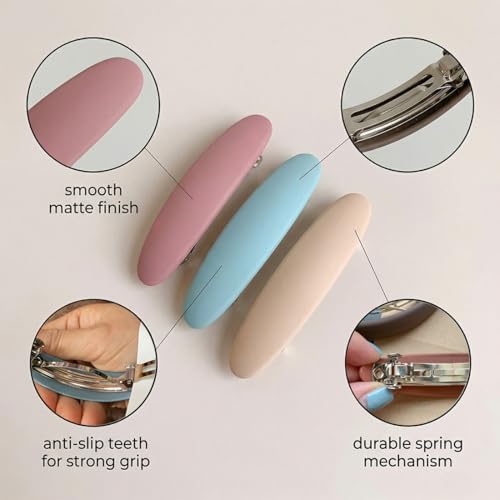 LONSVTTU 3 Stück Haarklemmen für Frauen - Prise à Cheveux en Plastique (Beige, Rosa, Blau) - Ideal für Damen und Schönheitsliebhaber – vue 6