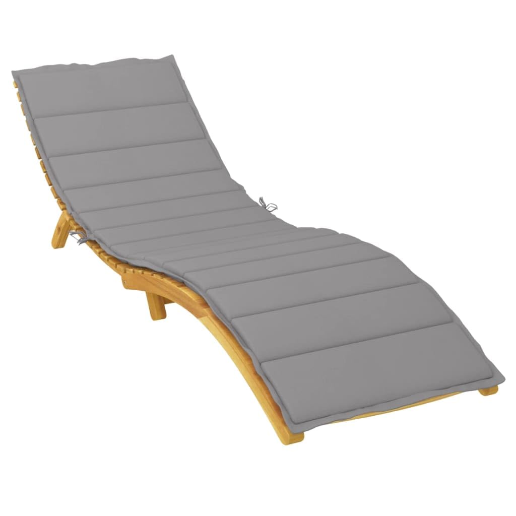 Cuscino per lettino prendisole, grigio, 200 x 70 x 3 cm, tessuto Oxford, imbottitura spessa 4 cm, impermeabile e antiscivolo, per sedie da giardino e mobili da terrazza, cuscino traspirante