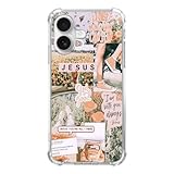 Oubliert Peachy Christian Quotes Aesthetic Phone Case Compatible with iPhone 16, Hippie Vintage Vibe Phone Case for iPhone 16, Trendy Unique Design TPU Bumper Cover Case