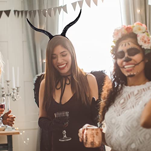 Beaupretty Halloween Costumes Horn Headband Sheep Horn Headbands, Gothic Antelope Horn Headdress Devil Horn Hair Hoop For Halloween Christmas Cosplay Black Womens Fashion Headbands Witch Costume #TOP6