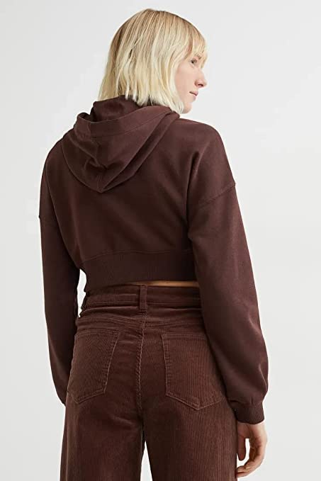 Image of Crop Zipper Hoodie for Women Winter Wear