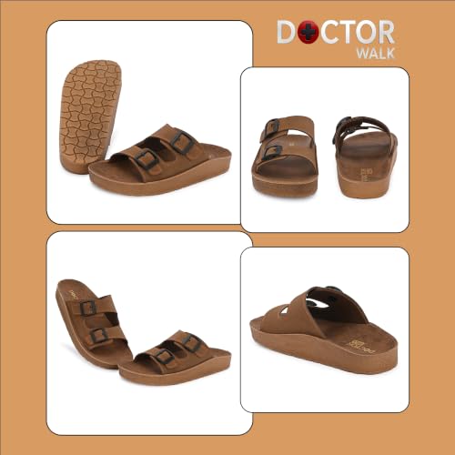Image of Doctor Walk Men's Lightweight Arch Support Doctor Slipper | Comfortable Flat Open-Toe Daily Wear Flip Flops & Chappals - Black