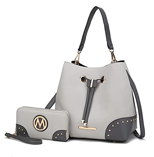 Image of MKF Collection Women's Bucket Bag With Wristlet Wallet, Vegan Leather Hobo Bag Handbag Set Crossbody Bag by Mia K