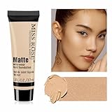 Liquid Foundation Cream, Full Coverage Matte Concealer Base Primer for Face Makeup, Waterproof Longwearing Flawless Makeup Base Foundation Hides Wrinkles & Lines for All Skin Tone (BEIGE 5, 1.3 Fl Oz)