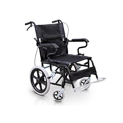QUIRUMED Folding Wheelchair for Transport, Foldable and removable footrests, Seat belt, Brakes on handles, Up to 120 kg