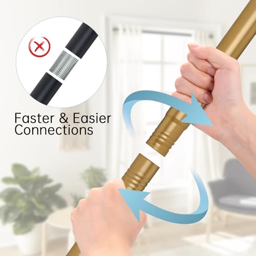 Image of BRIOFOX Shower Curtain Rod Adjustable 18-78 Inch, Stainless Steel Spring Tension Shower Rod No Drilling Non Slip, Warm Gold