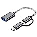 Produktbild Leluckly1 Kompaktes und leichtes Kabel Ersetzen Sie USB 3.0-Buchse auf Micro USB + USB-C/Typ-C männlich Charging + Getriebe OTG Nylon Geflochtene-Adapter-Kabel, Kabellänge: 17cm (Grau) (Color : Grey)