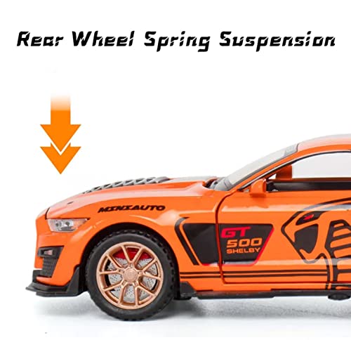 Image of Metal Pull Back Diecast Car 1:32 Mustang Viper GT500 Pull Back Car Model with Sound Light Boys Gifts Toys for Kids【Pack of 1】