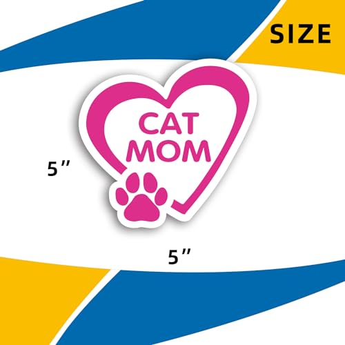 Image of Cat Mom Pink Pawprint Magnet Decals - 5x5 Inch - Heavy-Duty Automotive Magnet Stickers for Car, Truck, SUV - Celebrate Feline Kitten Love - Perfect for Any Magnetic Surface (Cat Mom)