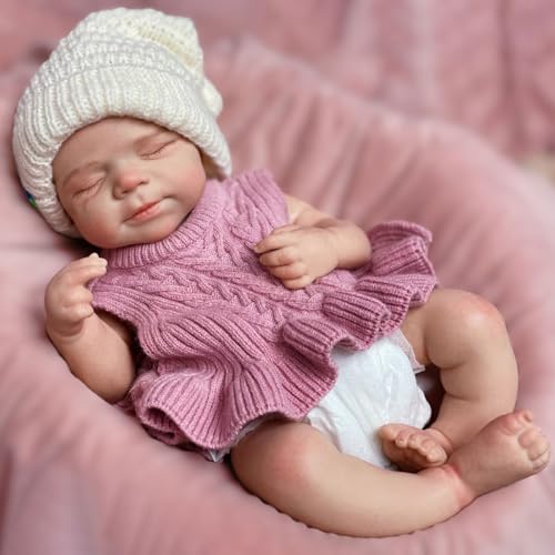 45cm Silikon Reborn Puppe Mit Gewicht Lebensechte Reborn Baby Puppen Mädchen Realistische Schlafenden Neugeborene Waschbare Handbemalte Puppe – Bild 6