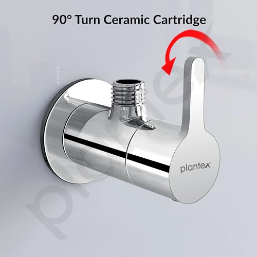 Image of Plantex Pure Brass Single Lever Angle Cock for Bathroom /Wash Basin /Single Way Cock with Teflon Tap for Kitchen /Kitchen and Bathroom Accessories (ORE-1404, Chrome)