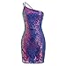 Sequin Dress For Women Short Prom Homecoming Dress For Teens Girls Spaghetti Straps One Shoulder Bodycon Dance Cocktail Party Mini Royal Blue XS