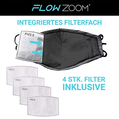 Waschbare Stoffmasken FLOWZOOM im 2er Set mit Filtern