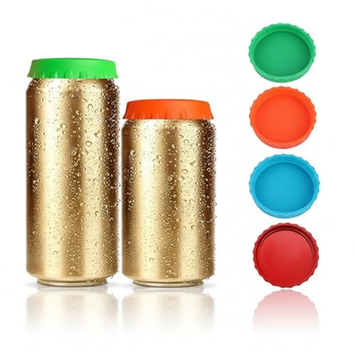 Lot de 4 couvercles en silicone pour canettes de bière, coca-cola, jus de fruits, boissons énergétiques, qualité alimentaire, anti-déversement, bouchons étanches pour la plage, la pêche, le camping