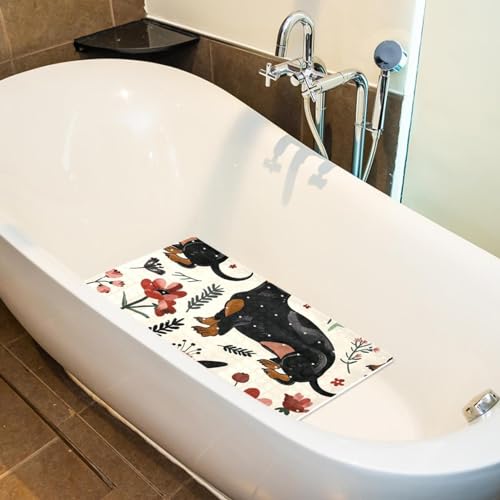 Tapis de bain teckel antidérapant extra long absorbant l'eau