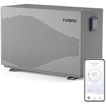 TURBRO 58,000 BTU DC Inverter Swimming Pool Heat Pump, WiFi Control Electric Pool Heater for Above and Inground Pools up to 18,000 Gal, Heating and Cooling, Up to 15.8 COP, 220-240V, Beluga B58V