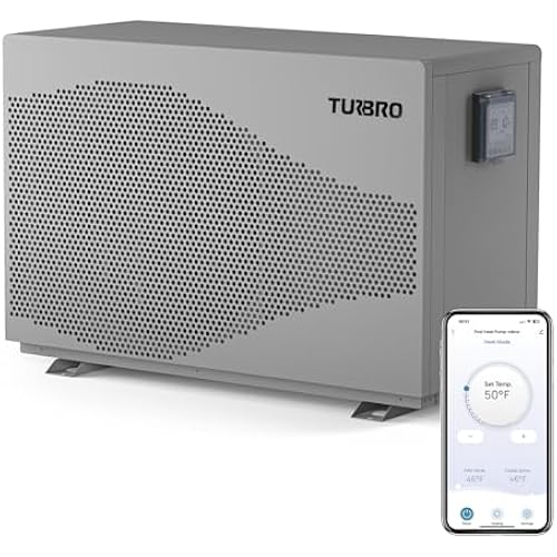 TURBRO 58,000 BTU DC Inverter Swimming Pool Heat Pump, WiFi Control
