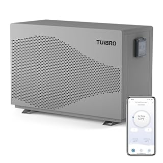 TURBRO 33,000 BTU DC Inverter Swimming Pool Heat Pump, WiFi Control Electric Pool Heater for Above and Inground Pools up to 10,000 Gal, Heating and Cooling, Up to 15.8 COP, 110-120V, Beluga B33V