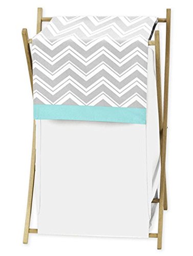 Sweet Jojo Designs Baby/Kids Clothes Laundry Hamper for Turquoise and Gray Chevron Zig Zag Bedding
