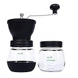 ROHGAN - Manual Coffee Bean Grinder, Hand Coffee Mill, Top Quality, 2 Glass Jars, Silicone Cover, Ceramic Burr Stainless Steel Handle, For Your Daily Fresh Coffee, And Ideal For Espresso/Ristretto