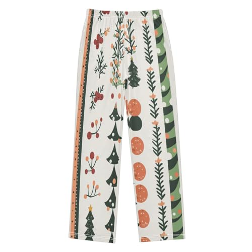 Boys' Pants Leaves Stripe Christmas Long Bottoms Jogger Pants Elastic Waist Trousers with Pockets S-XL