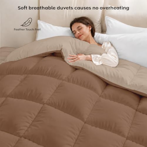 Image of AYKA Reversible Comforter 220 GSM Microfiber Reversible AC Comforter /Blanket for Winter /Quilt /Dohar /Duvets for King Size Blanket /Comforter Double Bed (Taupe & Brown, 60 * 90)