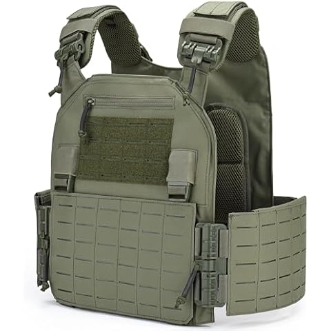 DEYACE Tactical Quick Release Vest for Men, Fully Adjustable Plate Carriers Vest with Breathable 3D Mesh Liner Cover