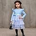 Sinhoon Toddler Dress Girls Ruffle Long Sleeve Layered Tulle Dress Fall Spring Fashion Party Dresses (Periwinkle, 4T)