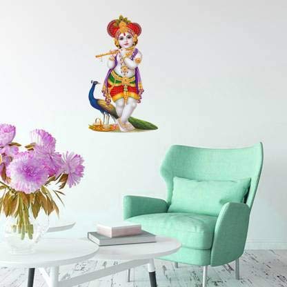 Rangoli Decalcomania adesiva da parete con scritta "Dio e Dio", arte moderna, multicolore, arte 406