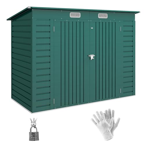Outsunny Caseta de Jardín Exterior 2,7m² 249x121x183 cm Cobertizo de Jardín Exterior con Doble Puerta 2 Ventilaciones y Pestillo Cobertizo para Terraza Patio Fácil Montar Verde