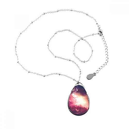 Rose nébuleuse d'or planète magnifique motif teardrop pendentif en forme de bijoux collier