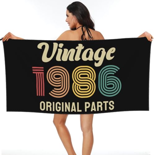 Serviette de piscine 80x130cm compacte et drap de bain vintage 1986 sans sable