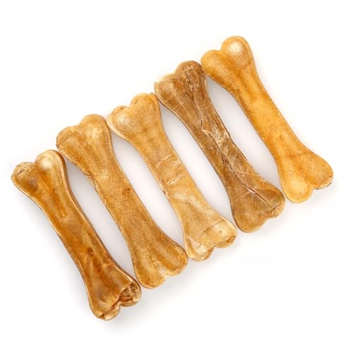 Topdog Kauknochen Hund 25 Stück 12 cm - Rinderhautknochen für Hunde aus 100% Rind - Hundekauknochen - Pflegt die Zähne und unterstützt den natürlichen Kautrieb Ihres Hundes