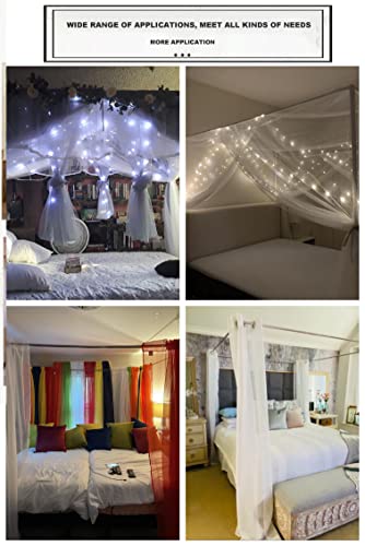 Kingkara Canopy Bed Frames Post Queen Full Size Stainless Steel Netting Bed Canopy Frame Poles Four Corner Bed Bracket Fit For Metal Bed Wood Bed Bedroom Décor (Queen) #TOP5