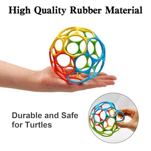 Hamiledyi Tortoise Treat Ball Toy, 2 Pack Turtle Feeding Grass Balls Hanging Feeder Balls Fruit Vegetable Holder Foraging Toy Habitat Accessories for Small Animals Pet