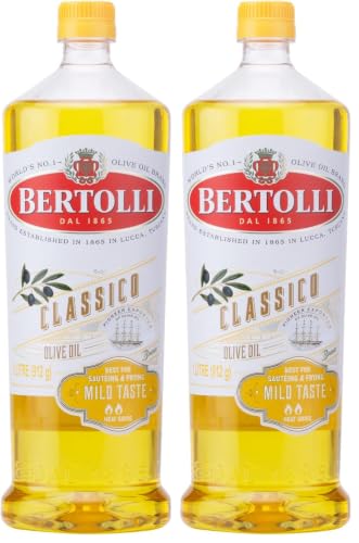 Image of Bertolli Classico Olive Oil- Pure Olive Oil- All Purpose Cooking Oil- Mild Taste-Grilling, Roasting-Italian Brand World no 1- from the Makers of Figaro- 1L Bottle (Pack of 2)