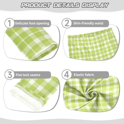 Girls' Leggings Classic Light Green Plaid Check Tights Trousers Dance Pants Yoga Leggings Pants Cute Kids Clothes, 4T3