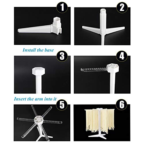 Pasta Drying Rack With 10 Bar Handles, Collapsible Household Noodle Dryer Rack Hanger (6 Bars, White) #TOP5