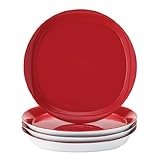Rachael Ray Dinnerware Round and Square Collection 4-Piece Dinner Plate Set, Red