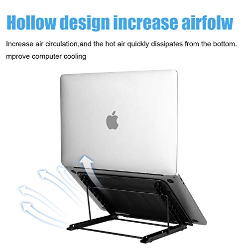 Emoly Laptop Stand Upgraded, Adjustable Portable Laptop Holder for Desk, Aluminum Ventilated Notebook Riser for MacBook Air Pro, More 10-15.6 inches PC Computer, Tablet, iPad (Black) - Thumbnail 4