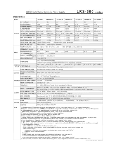 Alimentation LRS-600 5V/100A pour grands écrans LED de salon