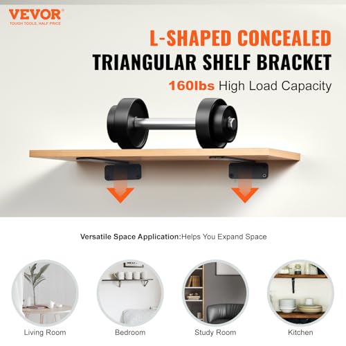 Vevor 8”L X 4”W X 1.6”H 6 PCS Floating Shelf Brackets 12 Inch, 6 Pack Heavy Duty Shelf Brackets, Brackets For Shelves thumb #1