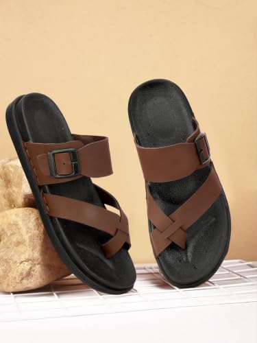 Image of KRISMO Men's Rich Quality|Perfect Style|Ultalightweight Synthetic Leather Buckle Sandal