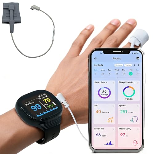 Pepultech Wrist Sleep Pulse Oximeter, Rechargeable Continuous SpO2 & Heart