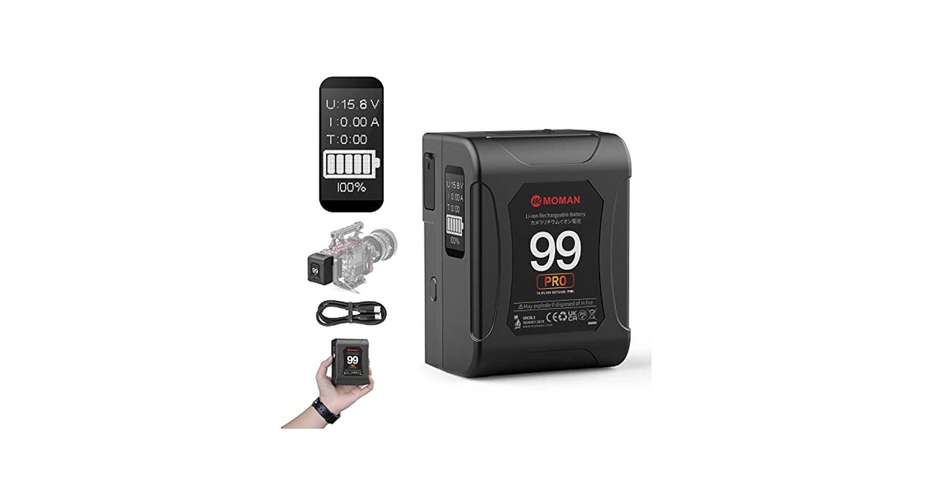 Amazon.com : Moman V Mount Battery, Power 99 Pro V-Lock