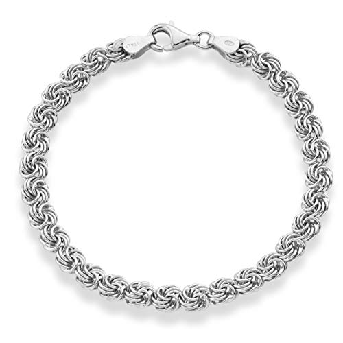 MiaBella 925 Sterling Silver Italian Love Knot Rosette Link Chain Bracelet for Women 6.5, 7, 7.5, 8 Inch Made in Italy (8)