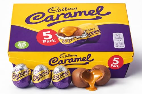5 Pack Cadbury Easter Caramel Creme Egg Milk Chocolate Filled With Creamy Filling Chocolate, Cadburys Creme Eggs Caramel Eggs Easter Egg Hunt, Kids Easter Eggs Creme Egg 5 x 32g