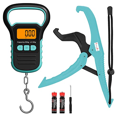 Uniweigh Digital Fishing Scale With Lip Gripper,Tape And Ruler,110Lb/50Kg Postal Hanging Luggage Scale With Hook，Waterproof Handing Scale For Home And Outdoor #TOP9